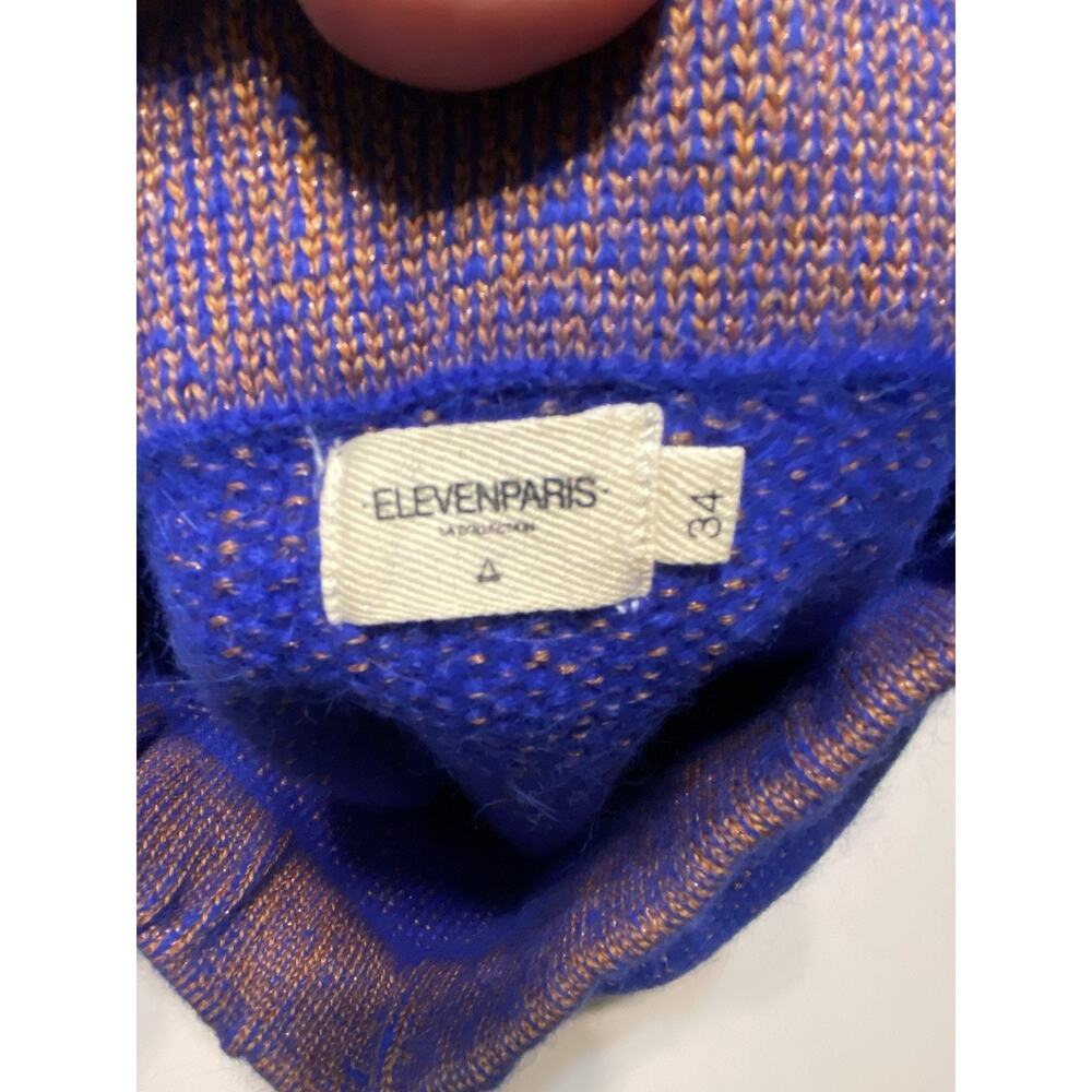 Eleven Paris Skirt Womens Size 4 Blue Angora Pull On Stretch Pencil Bodycon - Picture 3 of 8